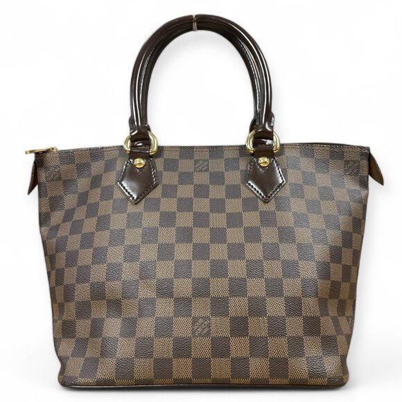 LOUIS VUITTON SALEYA PM Damier Ebene Satchel Bag Tote Leather Monogram Handbag - Picture 1 of 15